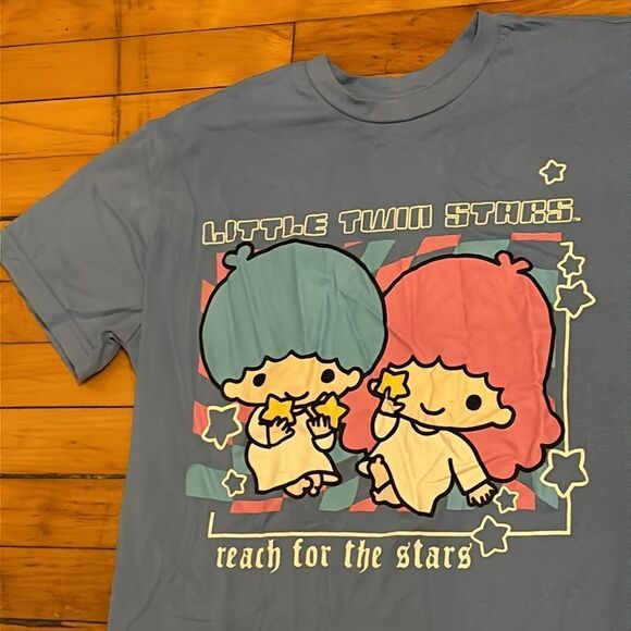 Little Twin Stars Japanese Anime Blue T-shirt Reach for the stars size L - Picture 2 of 5